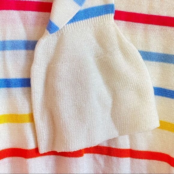 Lovers + Friends Attitude Rainbow Stripe Bell Sleeve Sweater Sz S - Picture 4 of 11